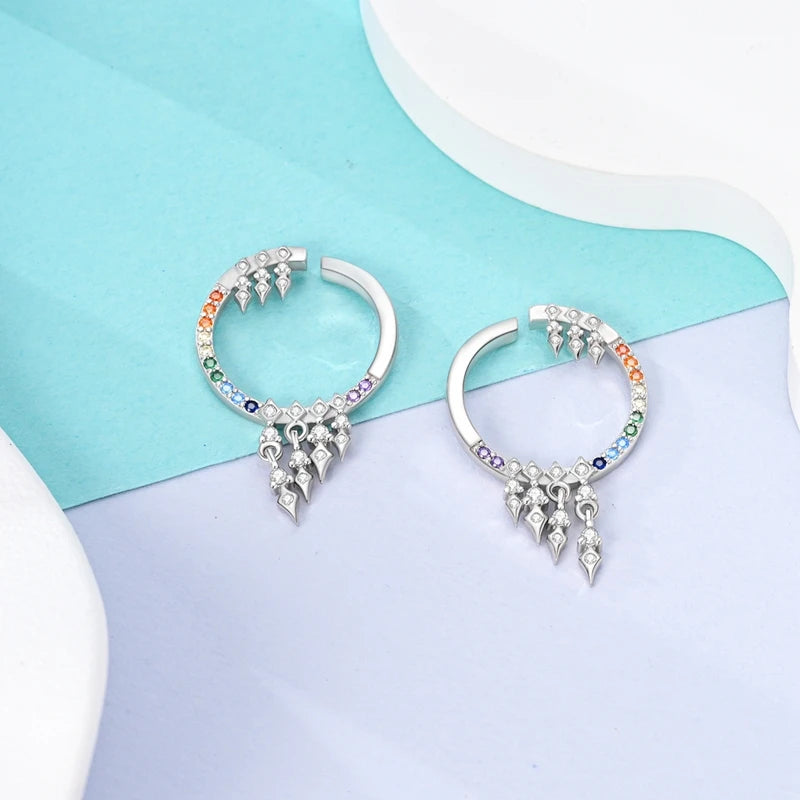Sterling Silver Double Circle Earrings