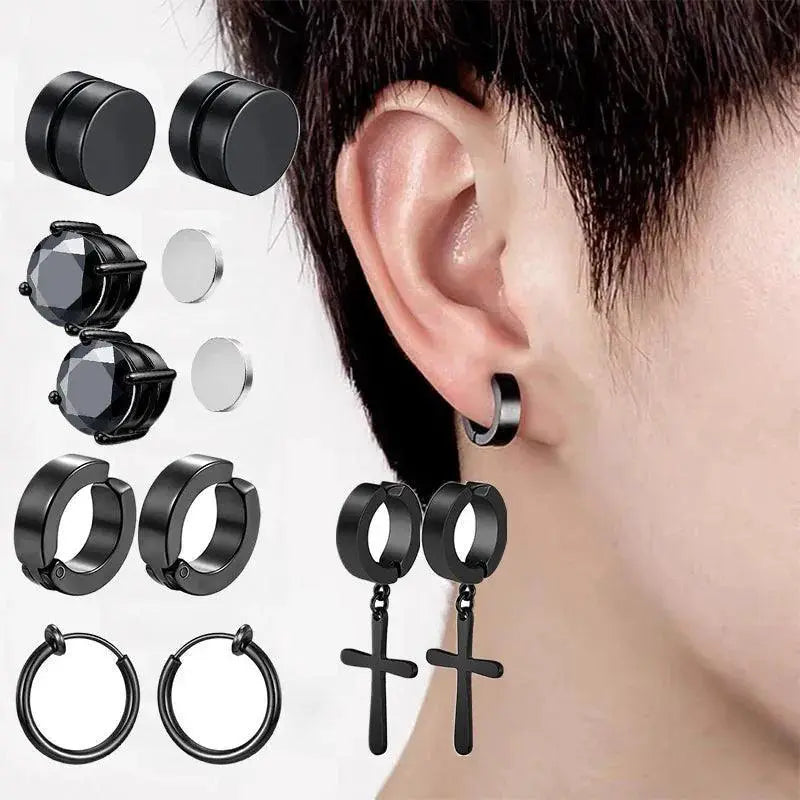 Magnetic CZ Stud Earrings Set Bold Hip Hop Jewelry Line