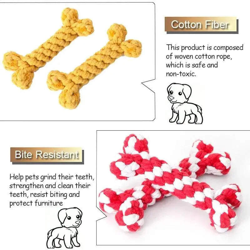 Cotton Bone Dog Chew Toy For Small And Large Dental Care