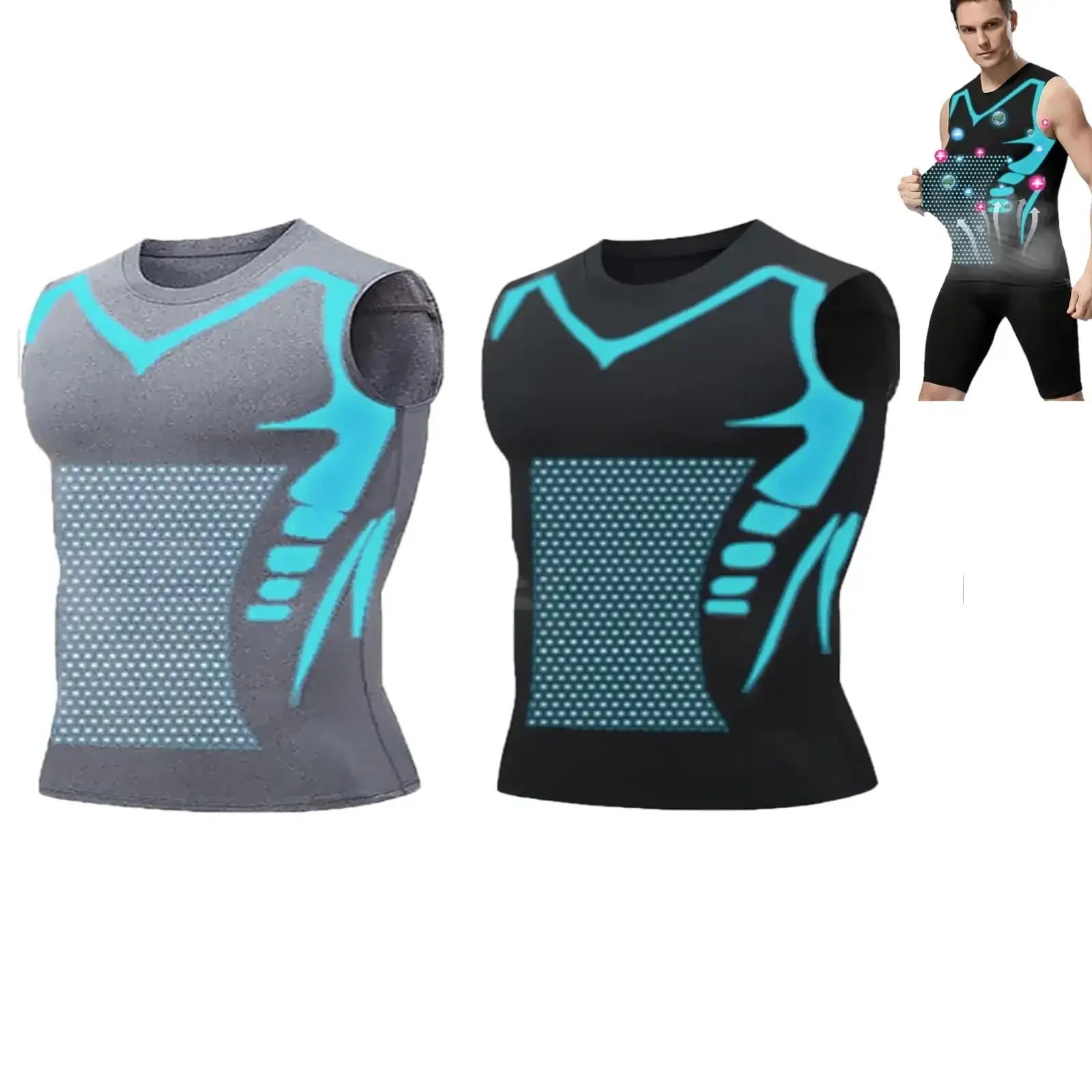 Mens Ionic Compression Shaping Vest Breathable Ice Silk Tank
