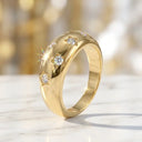 Moissanite Ring in Sterling Silver Wide Bezel Setting