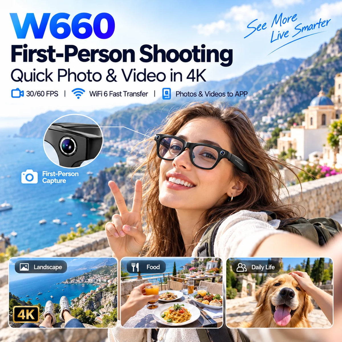 AI Smart Glasses 4K Camera