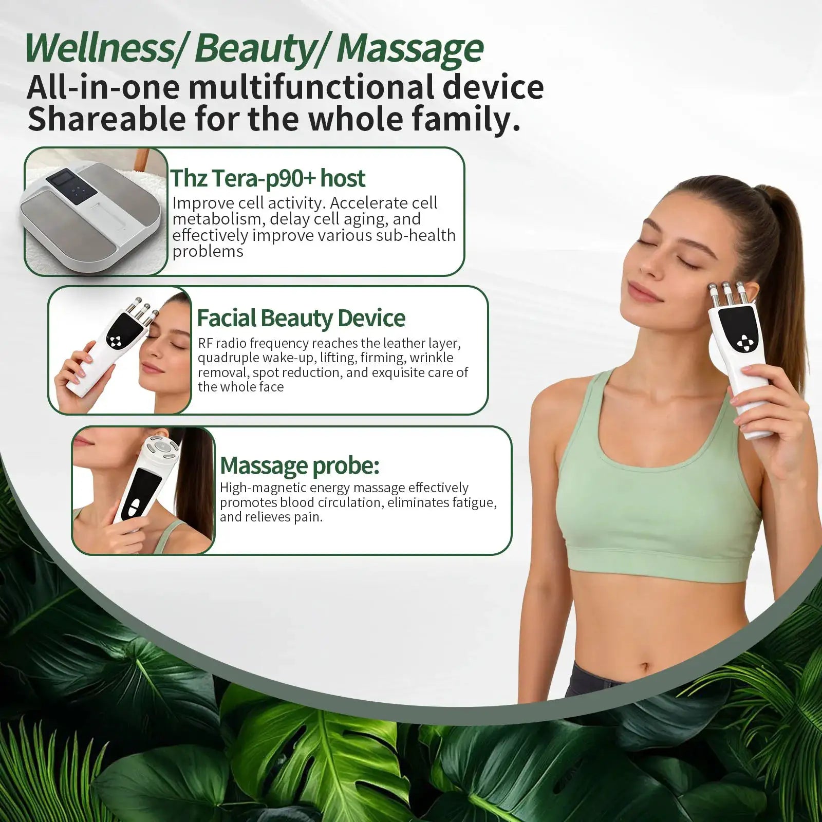 Multifunctional 3-in-1 THZ Tera-P90 PEMF Terahertz Technology Foot Massage RF EMS Revitaluxe Massager for Health Relaxation