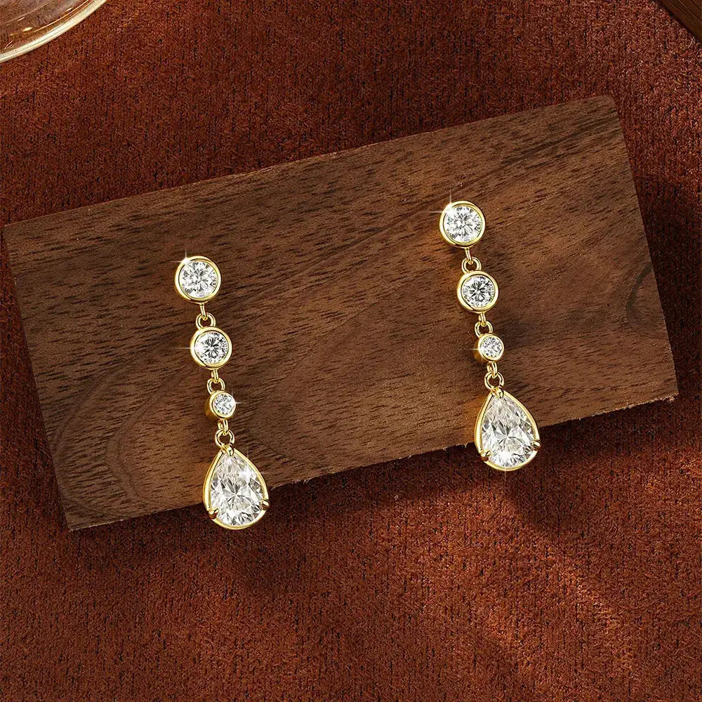 Oxtao Gold Moissanite Drop Earrings — product image 10