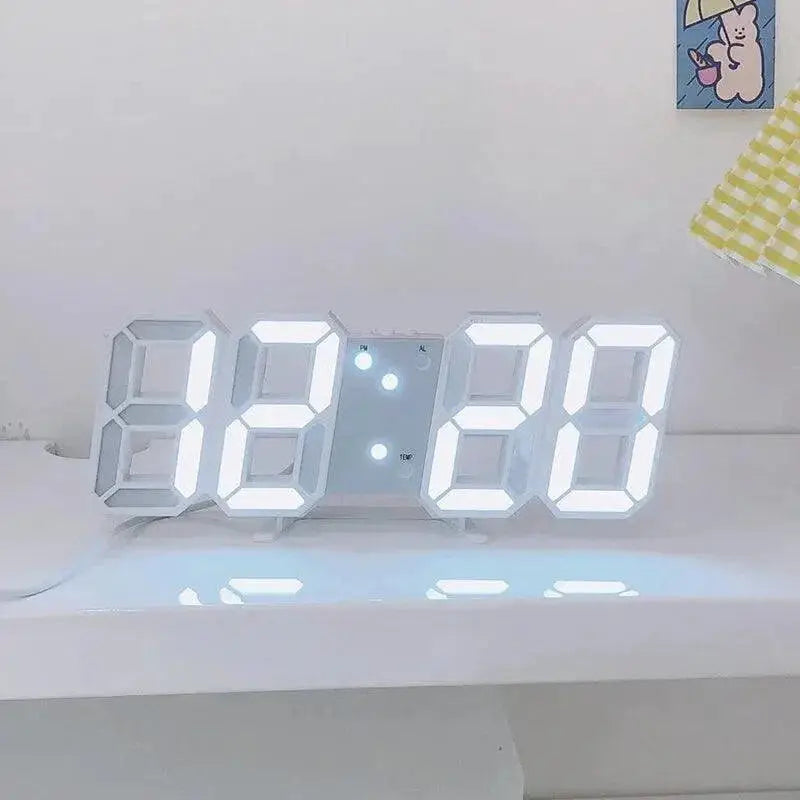 LED Wall Clock 3D Design USB Port Modern Home Decor