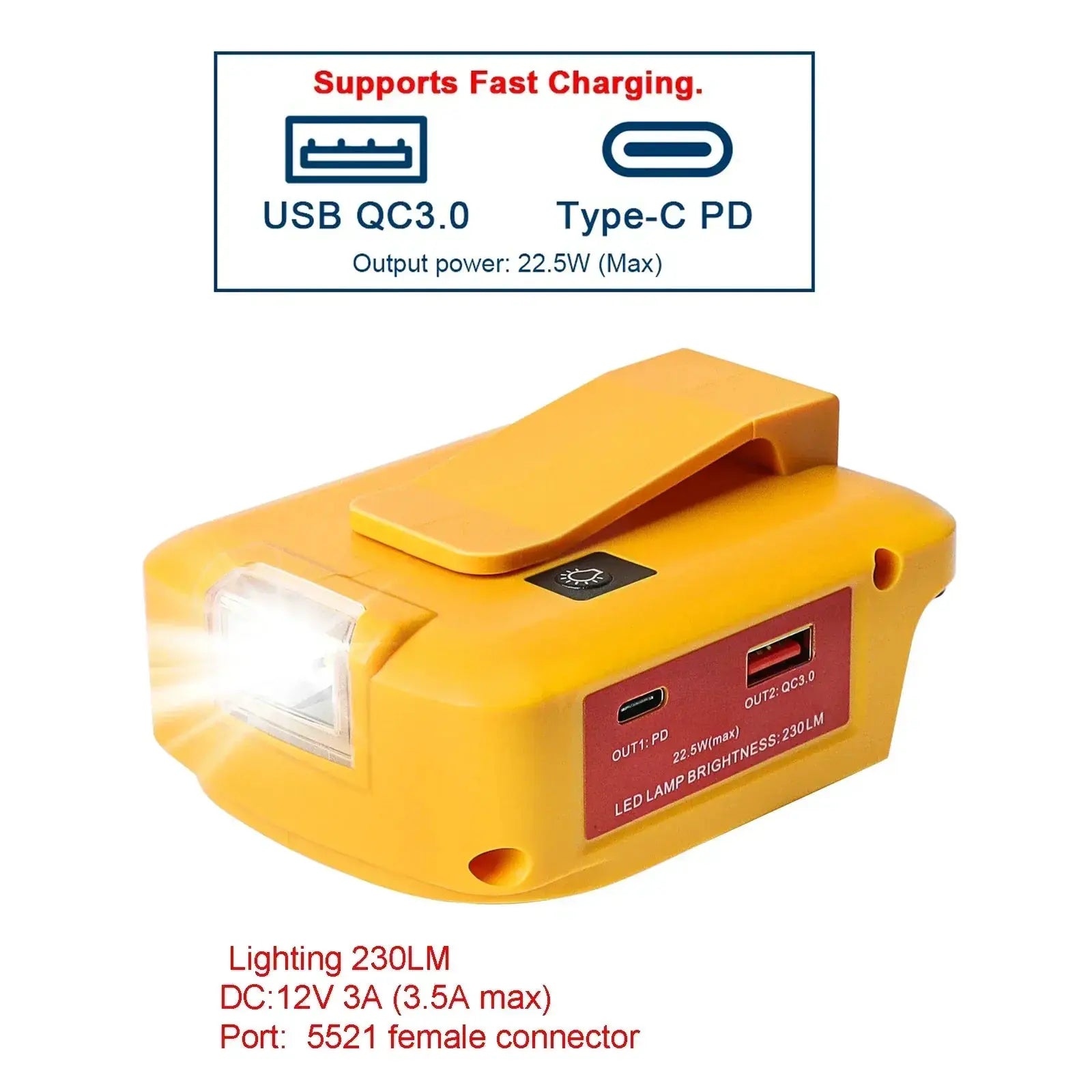 USB C Fast Charger 22.5W For Batteries DCB18V Power Adapter