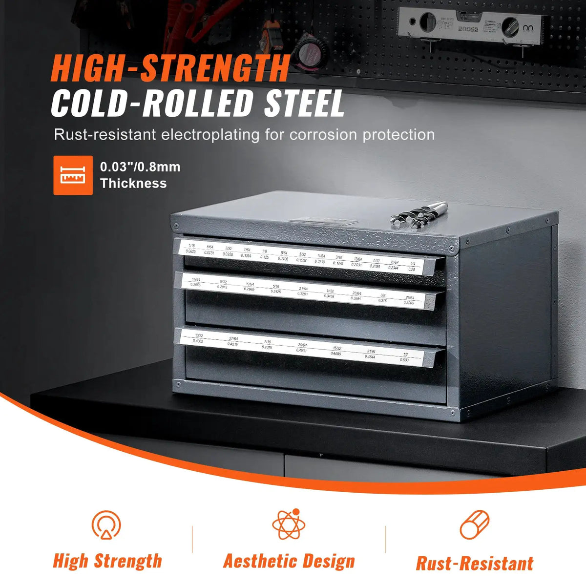 Steel Drill Bit Organizer Cabinet — product view 3