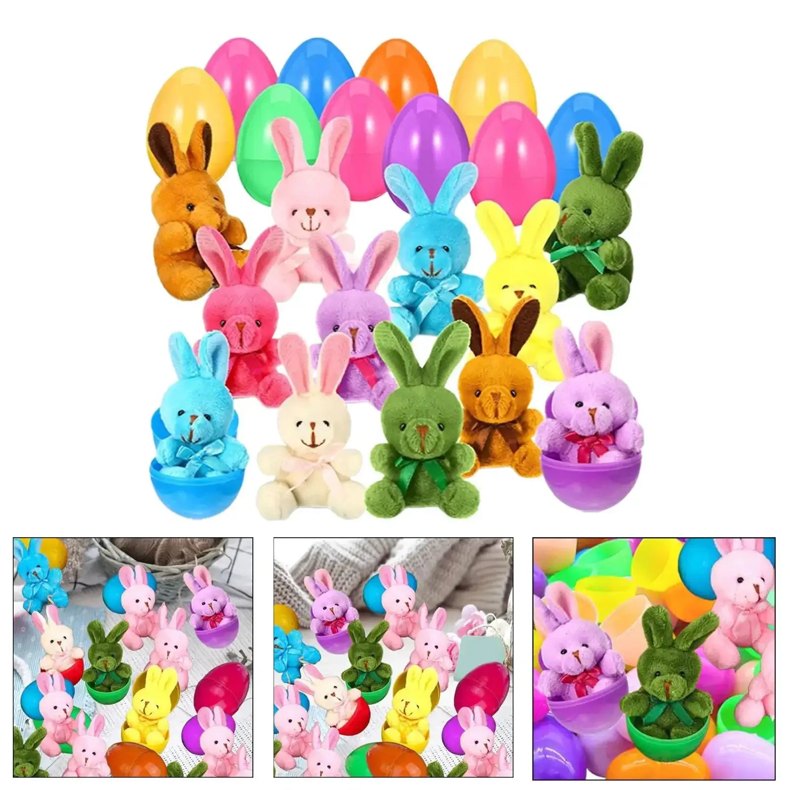 12Pcs Prefilled Easter Eggs With Plush Bunny Toys Gift