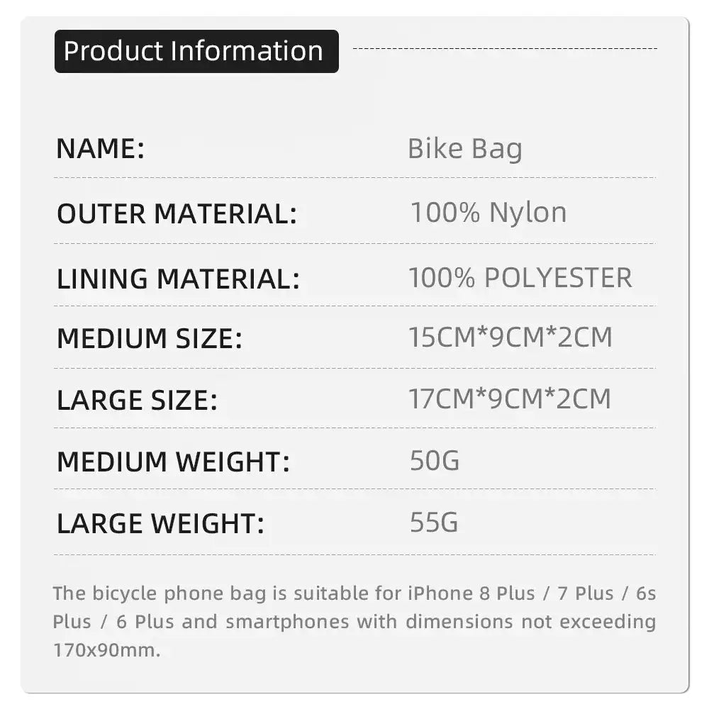 Cycling Phone Bag Waterproof Sweat Proof Bike Accessory