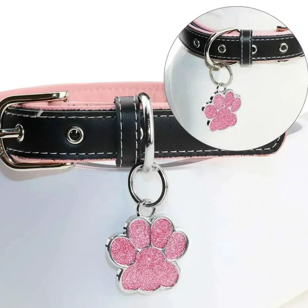 Customizable Glitter Paw Pet ID Tag for Dogs and Cats