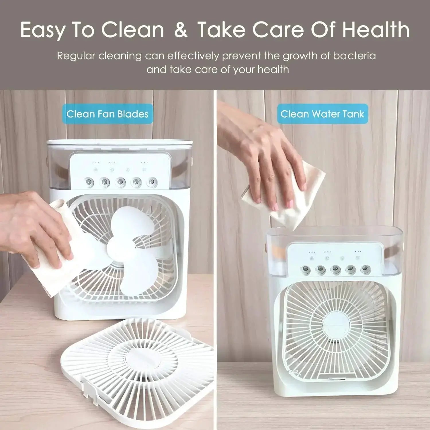 Portable USB Air Cooler Fan Humidifier Night Light 3 In 1 - OurLum.com