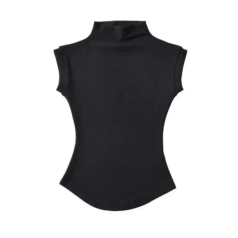 Sleek Sleeveless Turtleneck Top Chic Streetwear Icon