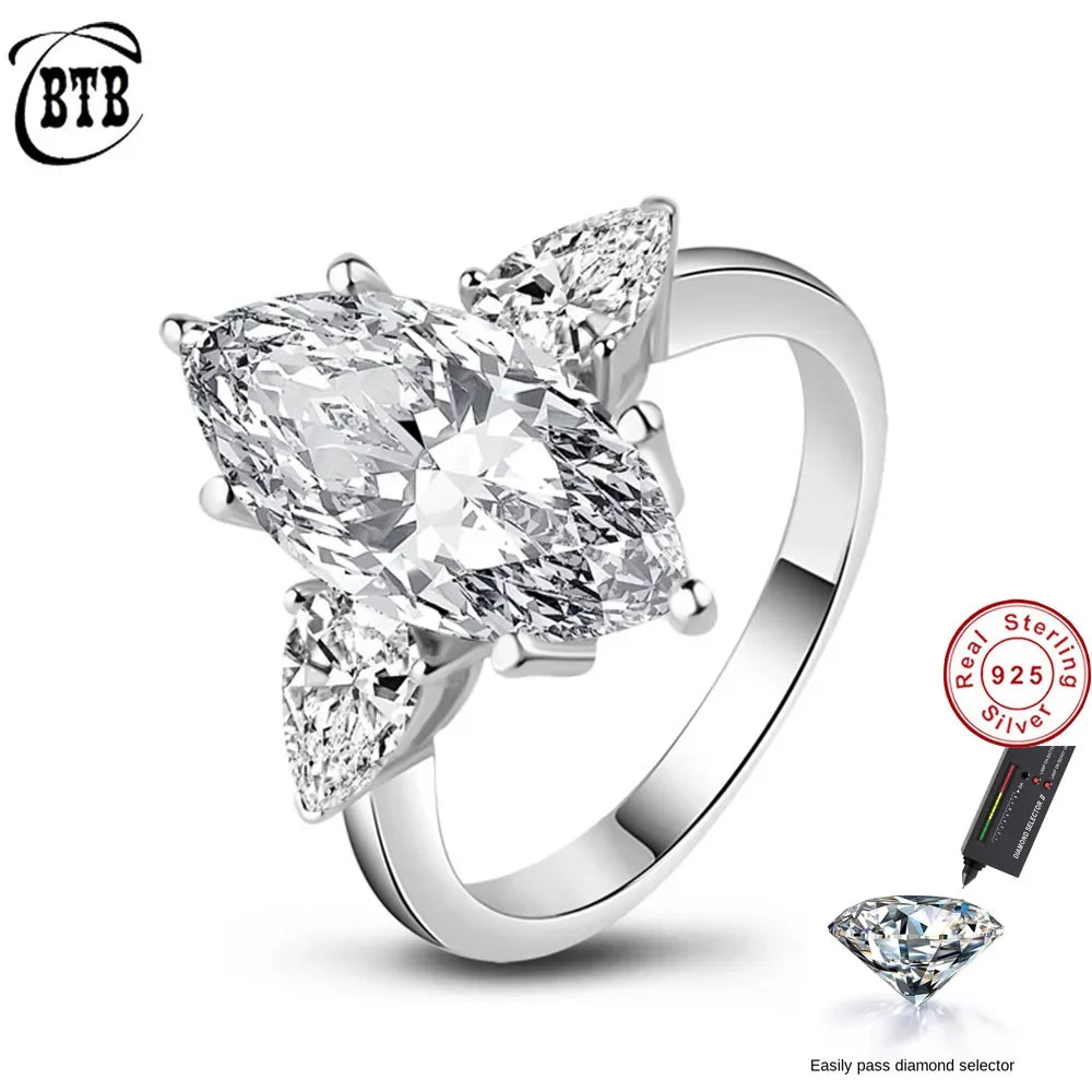 Moissanite Ring in Sterling Silver marquise — product view 1