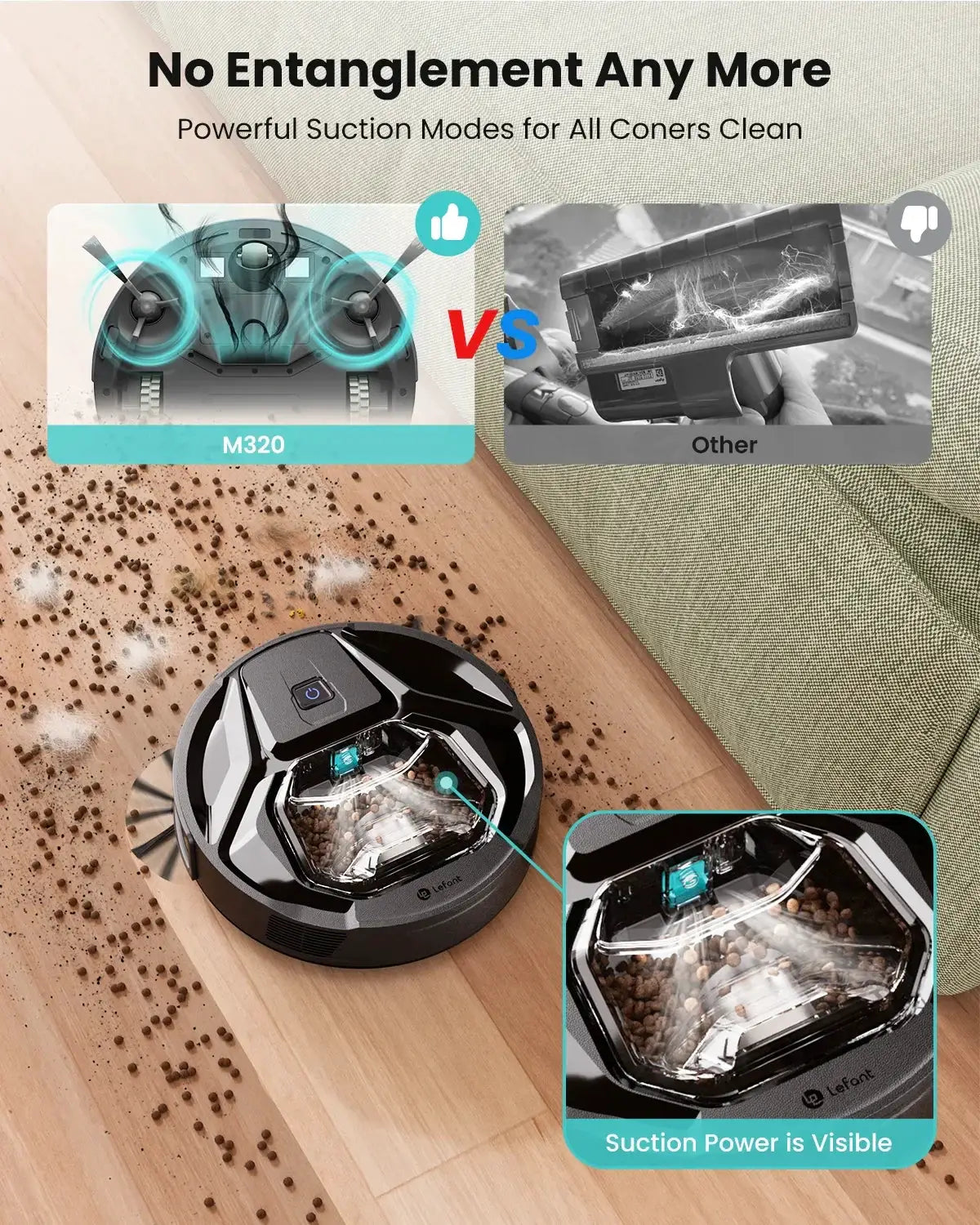Lefant M320 6000Pa Powerful Suction Robot Vacuum Cleaner - OurLum.com