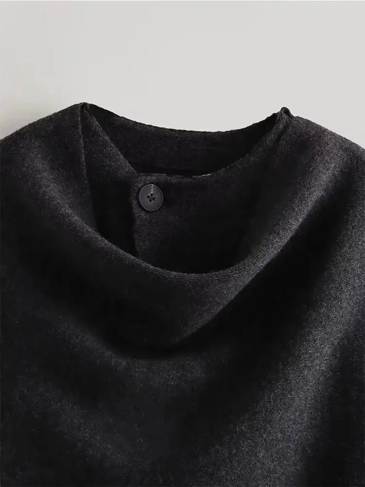 TRAF 2023 Winter Women Scarf Coat Long Sleeve Jacket