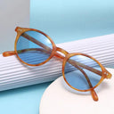 Stylish Retro Round Polarized Sunglasses with Leopard Frame