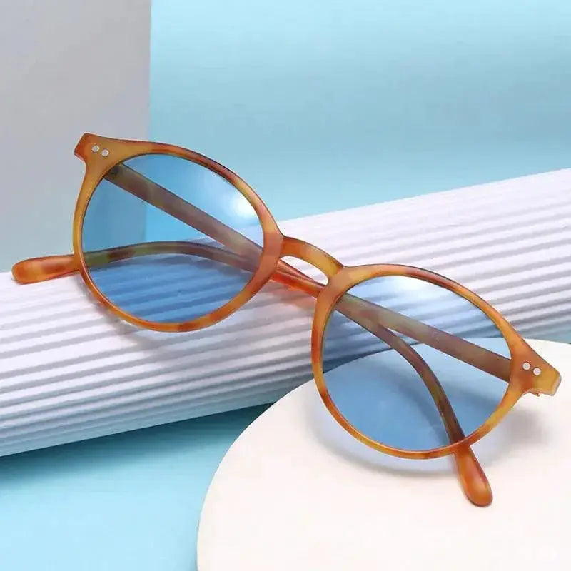 Stylish Retro Round Polarized Sunglasses Leopard Frame