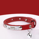Custom Leather Personalized Cat Collar with Bell Safety Style