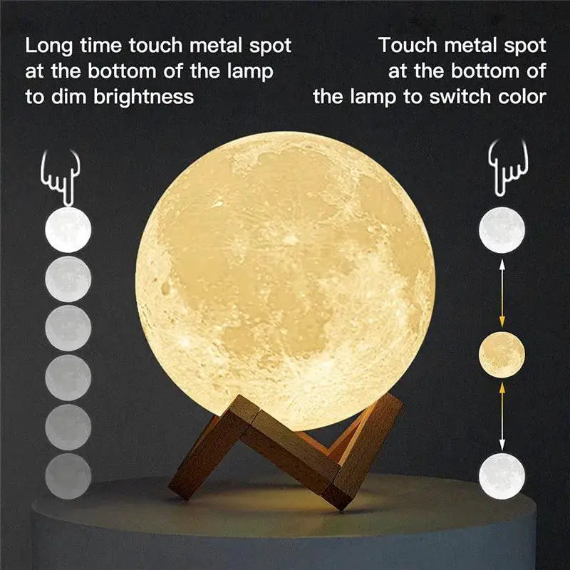 Rechargeable LED 3D Moon Lamp Touch Control Night Light