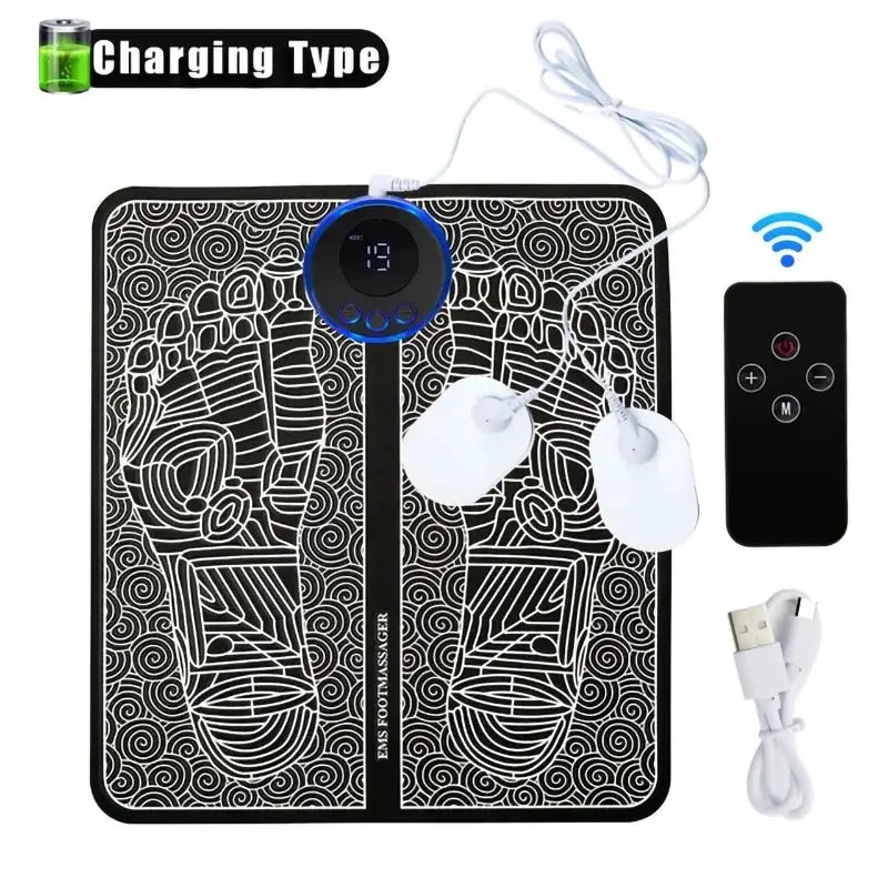 Rechargeable Electric Foot Massager Pad Electrostimulator Massage Mat EMS Muscle Massager Relax Feet Massage Fitness Massager