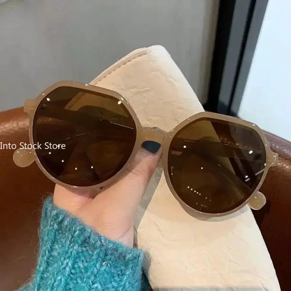 Trendy Round Frame Sunglasses Candy Colors UV400 Protection