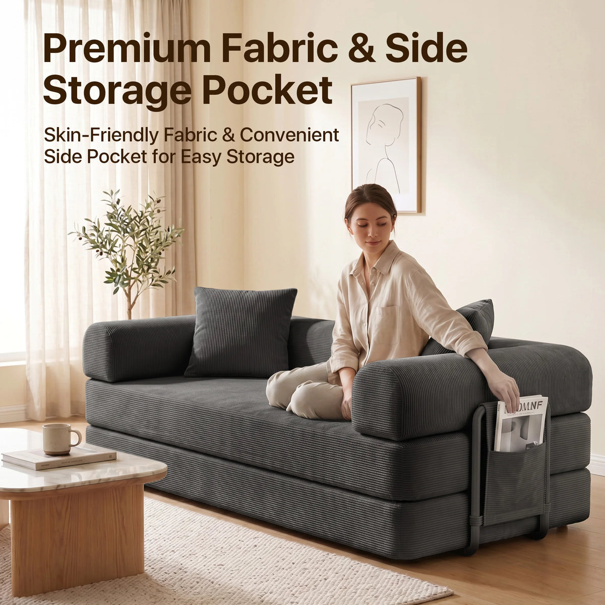 Sofa Bed Folding Convertible Compressed High-Density Foam — product view 2