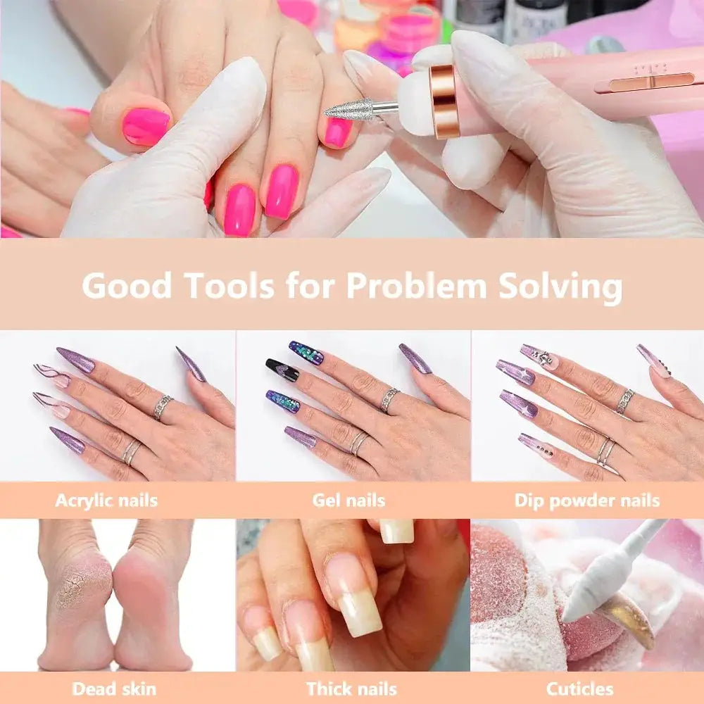 5 In 1 Electric Nail Polish Drill With Light Portable