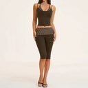 Fitness Set Women Stripes Polka Dot Capri