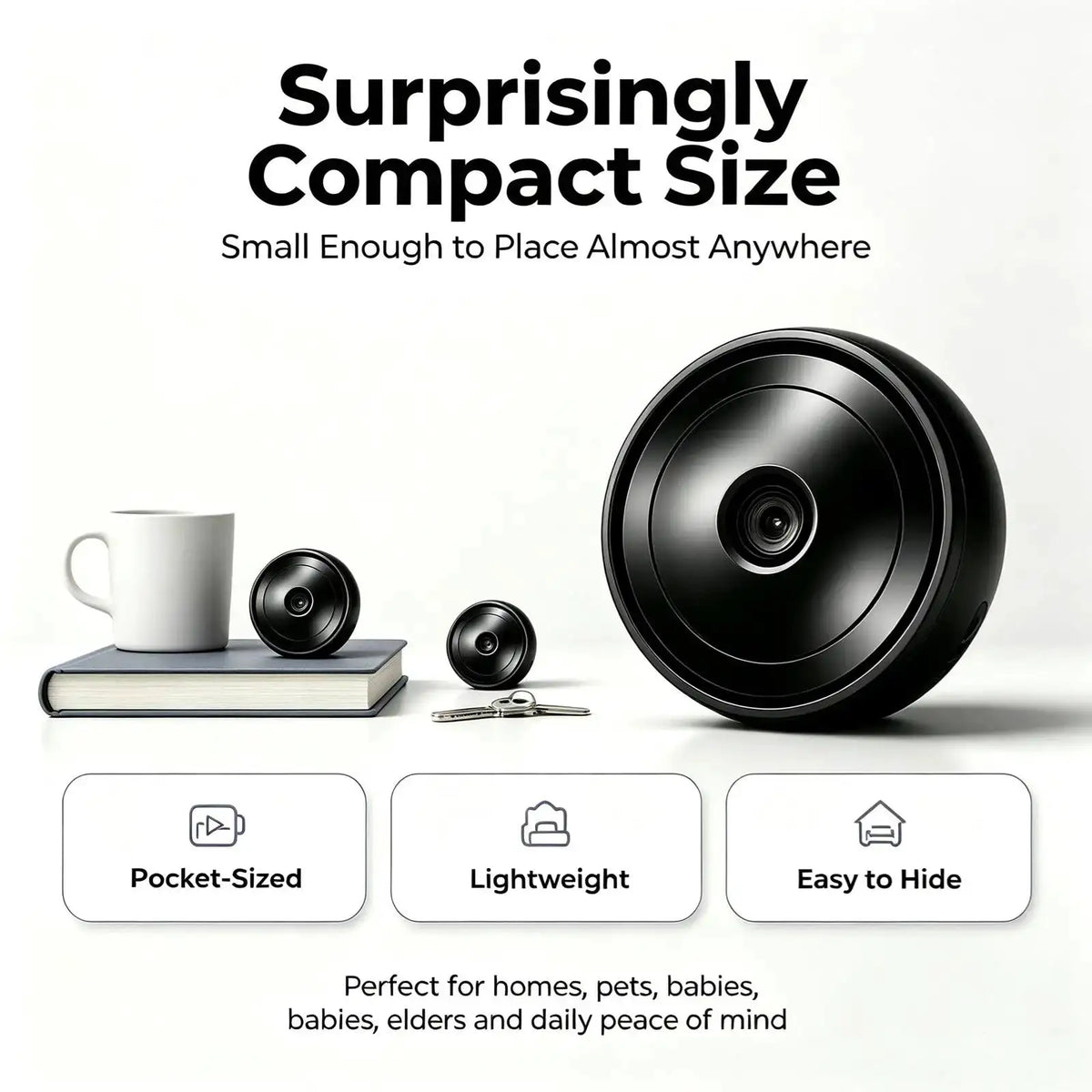 N1 Mini WiFi Camera, 4K HD Small Nanny Cam with Infrared Night Vision, Smart Motion Detection Alert Push, Two‑Way Audio Intercom, Remote Phone Live View & Video Playback, TF Card & Cloud Storage, Multi‑User Sharing, Wire