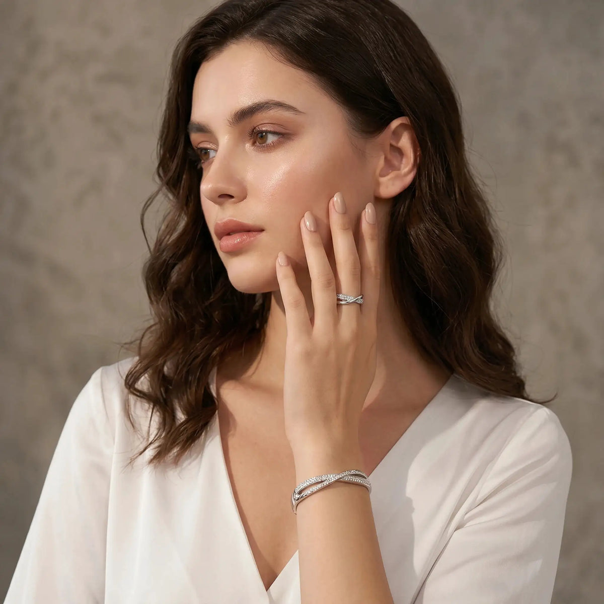 Cross Wrap Moissanite Ring Silver — product image 4