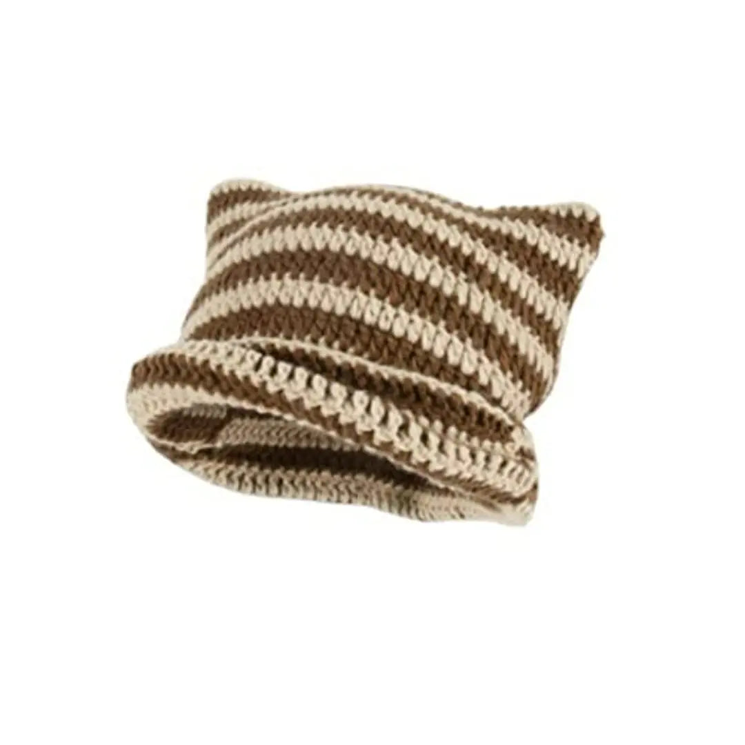 Y2K Striped Knit Winter Hat