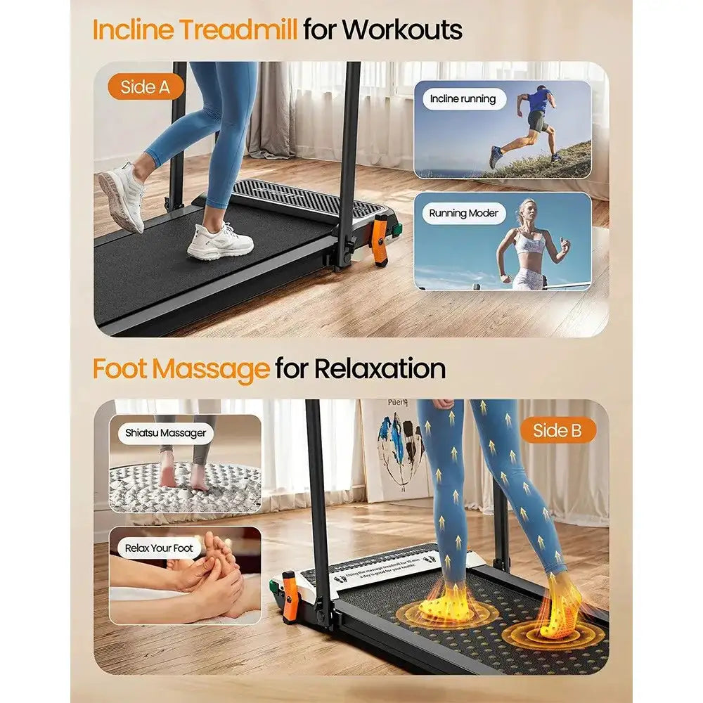 Akluer 520A-B Dual-Sided Walking Pad with Handle, 2.5HP Quiet Motor, 4MPH Max Speed, 150kg Capacity, Dual LED Display, Manual Incline & Built-in Foot Massager, 900*400mm Running Area, Local delivery FCC and UL Certified