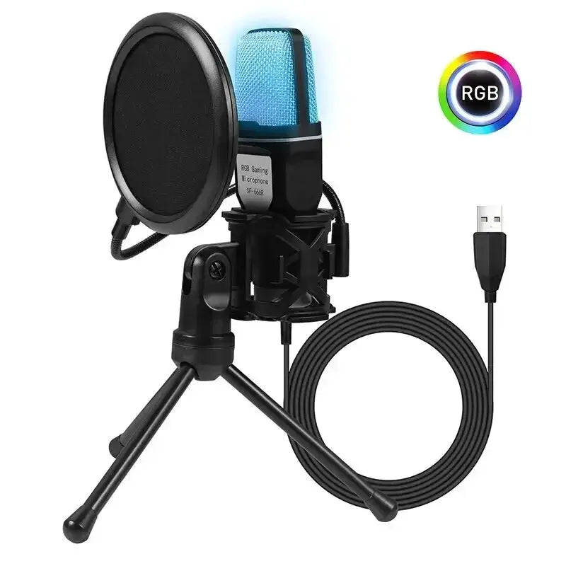 Portable USB RGB Condenser Microphone For Gaming Streaming