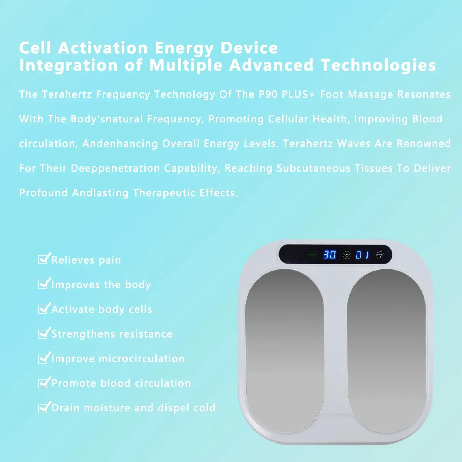 Terahertz P90 plus+ Foot Massager Laser Terahertz Blood Circulation Machine Pain Relief Device for Foot Dampness Dispelling