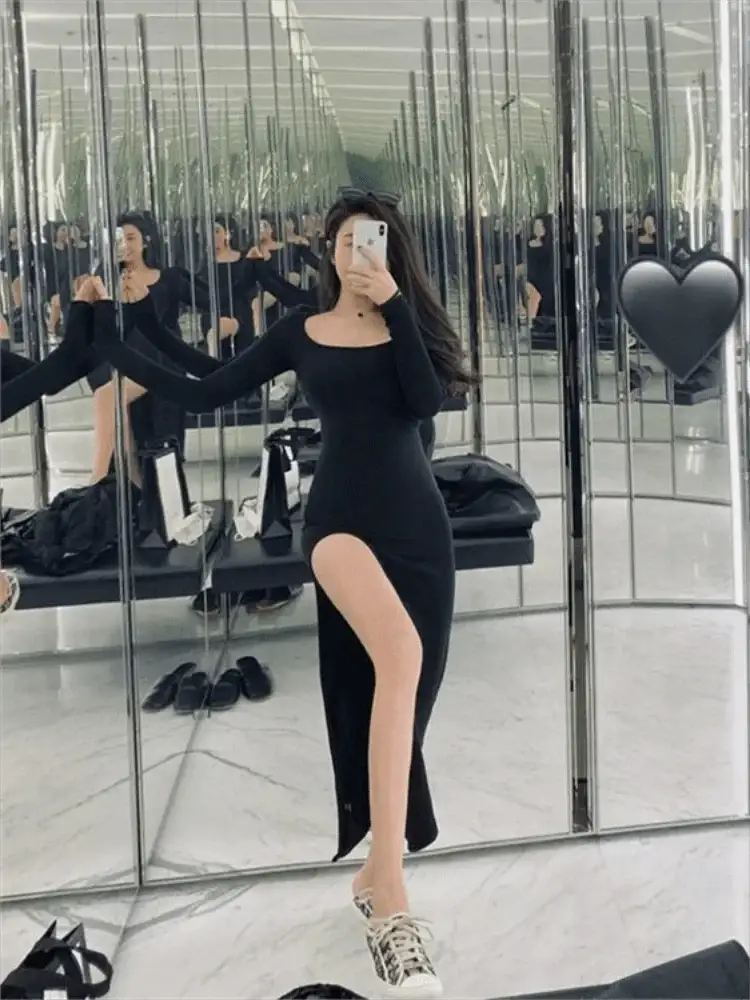 Black Wrap Dress Seductive Street Style Elegance Chic