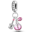 Charm Beads Sterling Silver Pink