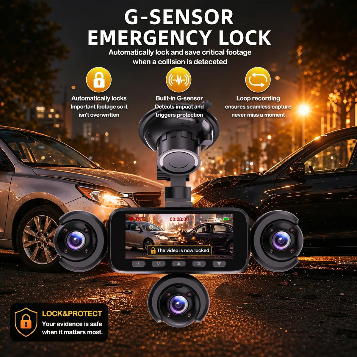 BCUOZ ° Dashcam Front Rear Left Right Car Cameras ° — product view 4
