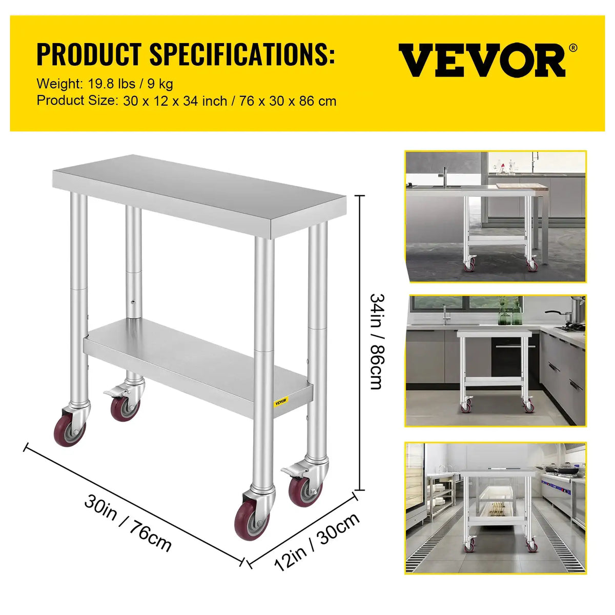 SucceBuy Stainless Steel Kitchen Worktable Shelves Commercial — product view 11