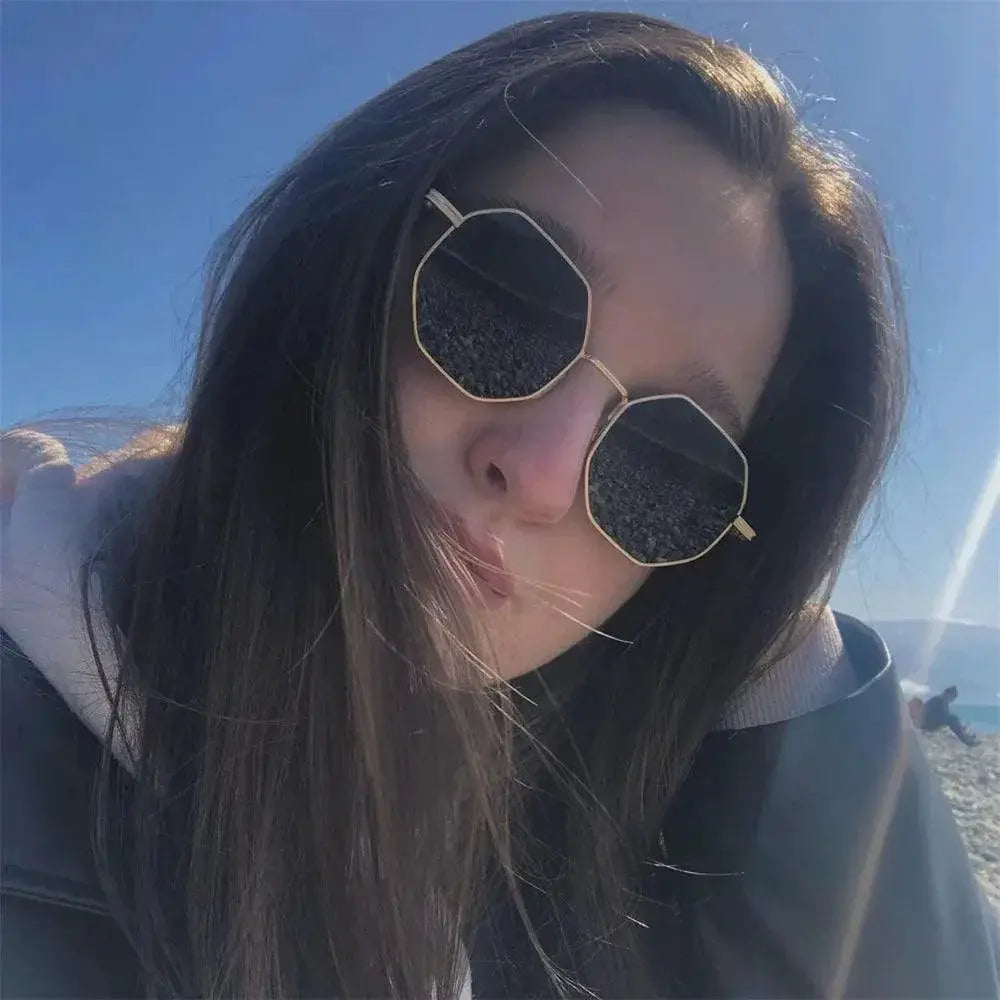 Vintage Octagon Metal Sunglasses For Men And Women 2024