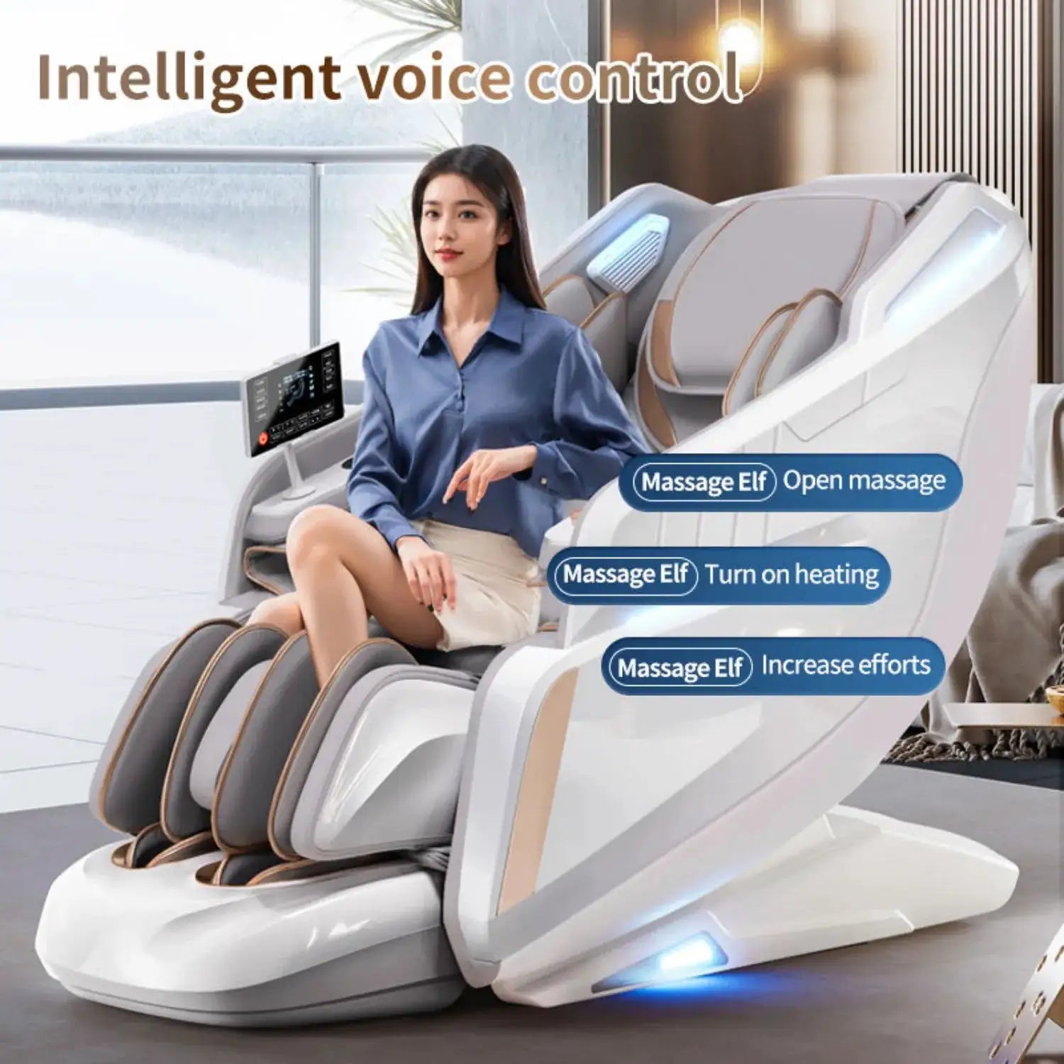 4D Massage Chair SL Track Zero Gravity Full Body Airbag Shiatsu AI Voice Body Scan Back Heat Bluetooth Foot Roller Thai Stretch