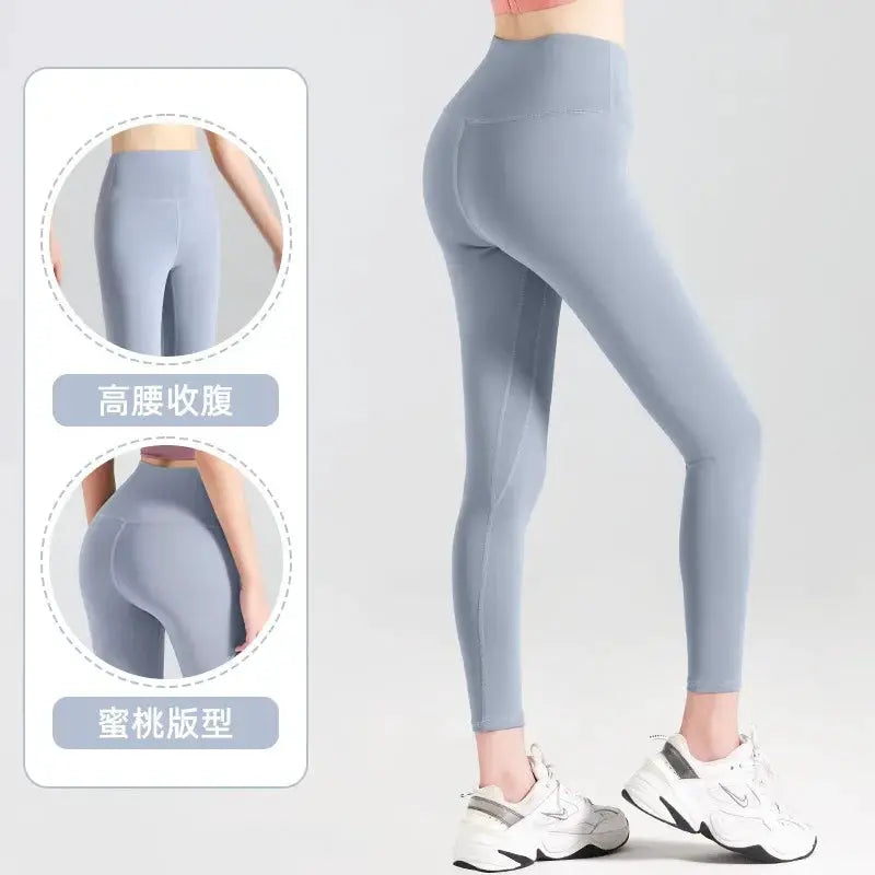 Ribbed Yoga Leggings Women Seamless Tummy Control High Waist