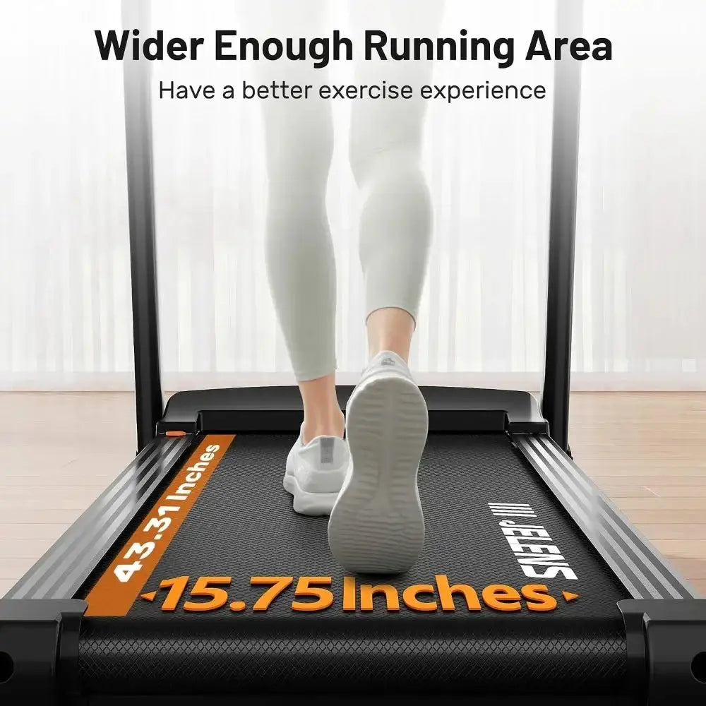Home Treadmill with 0-15% Incline, Foldable Walking Pad, 330LBS Capacity and Pulse Sensors