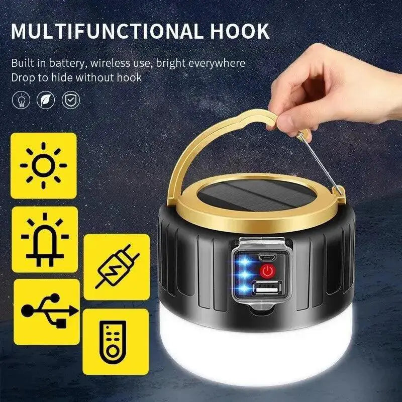 Solar Camping Lantern Waterproof Rechargeable Light