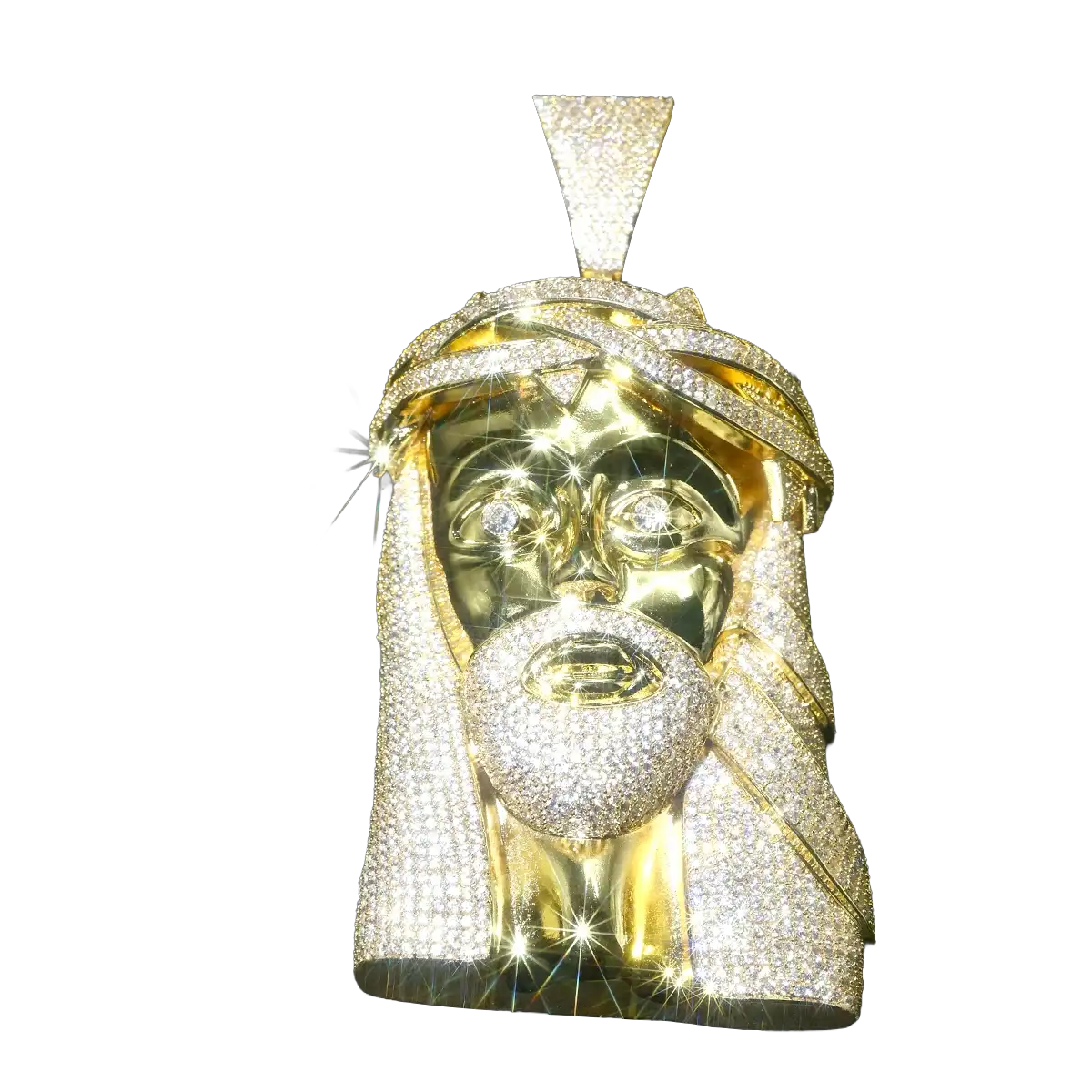 Hip Hop Pendant Necklace, Iced Out Jesus Head Design, Party — product view 7
