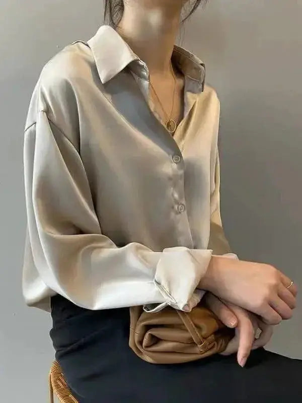 Autumn Vintage White Button Up Shirt Streetwear Blouse