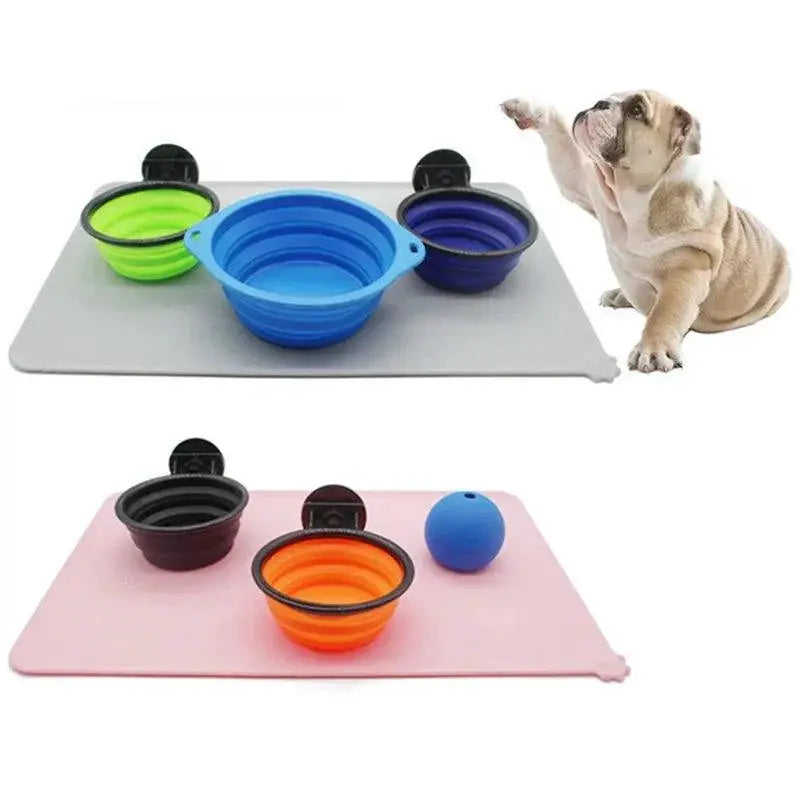 Pet Cat Bowl Mat Silicone Nonstick Waterproof Feeding Pad