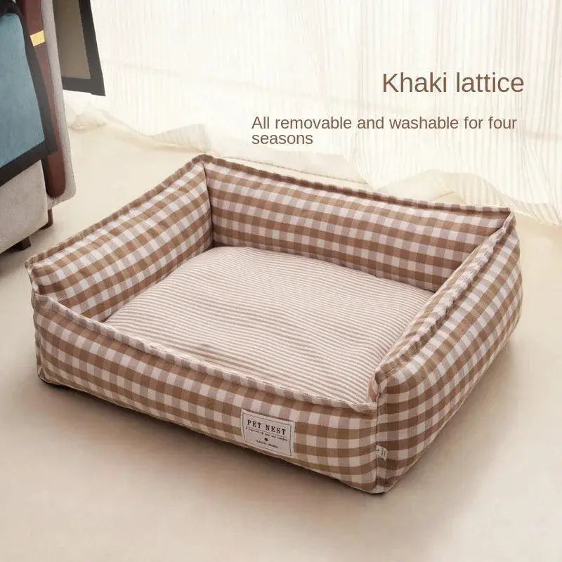 Cozy Square Lattice Pet Bed for Small and Medium Dogs Cats