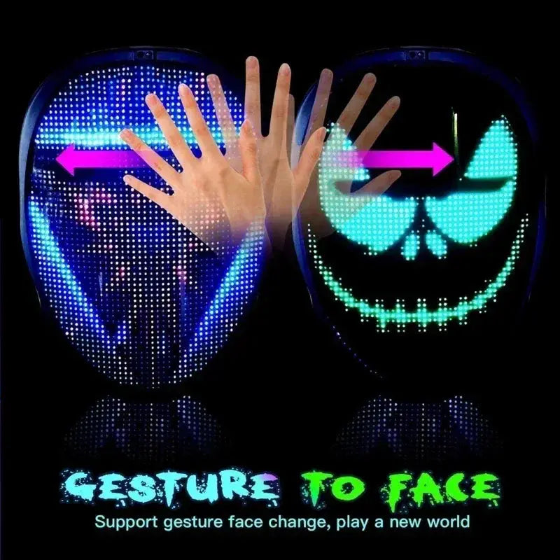 Bluetooth LED Mask Glowing Robot Party Halloween Gift