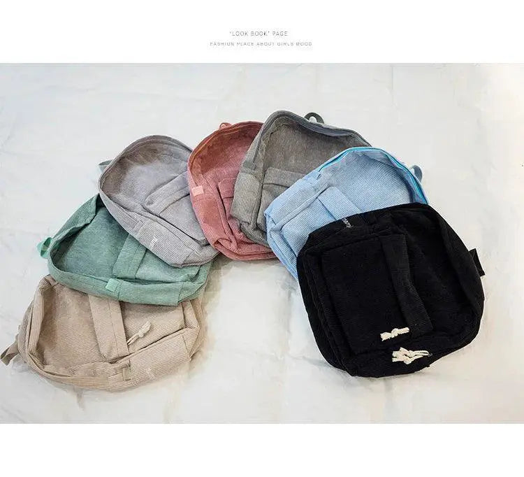 Personalised Corduroy Knapsack Custom Name Casual Backpack