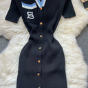 YuooMuoo Brand Summer Knit Dresses Women Y2K Embroidery Bodycon Sweater Fashion